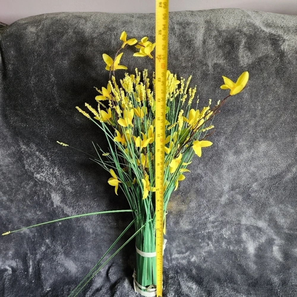 NWT lot of 2 Yellow Forsythia & Grass Bundle 24' spring summer home decor accent